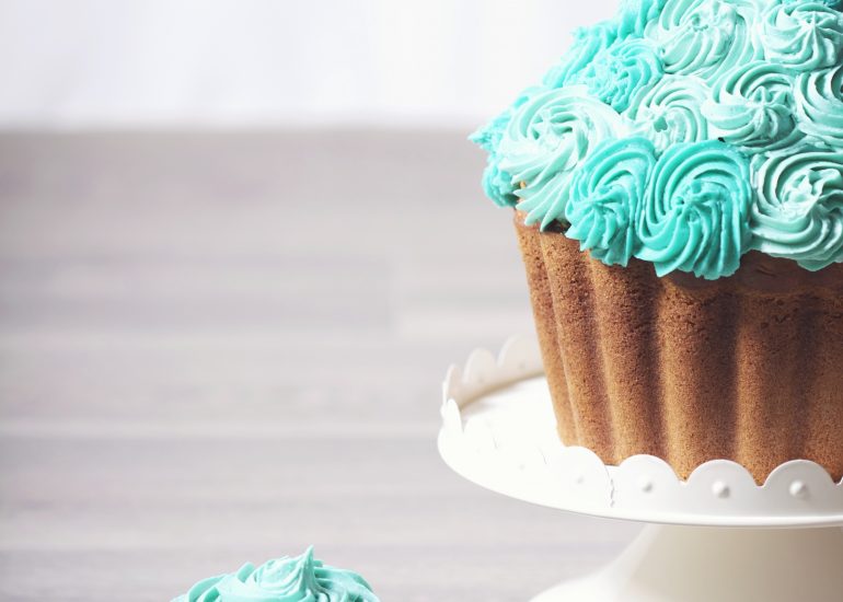 Giant Cupcake with Blue Icing for Cake Smash