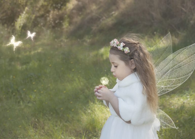 Fairy Princess blowing a dandelion
