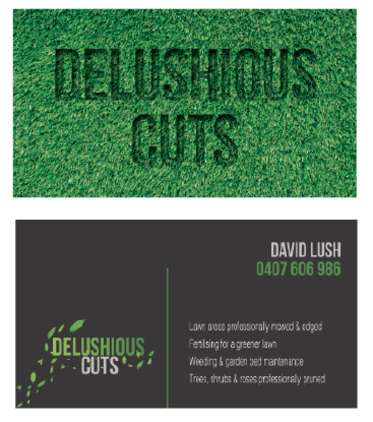 Business Card Design for a Lawn Mowing Company in Adelaide
